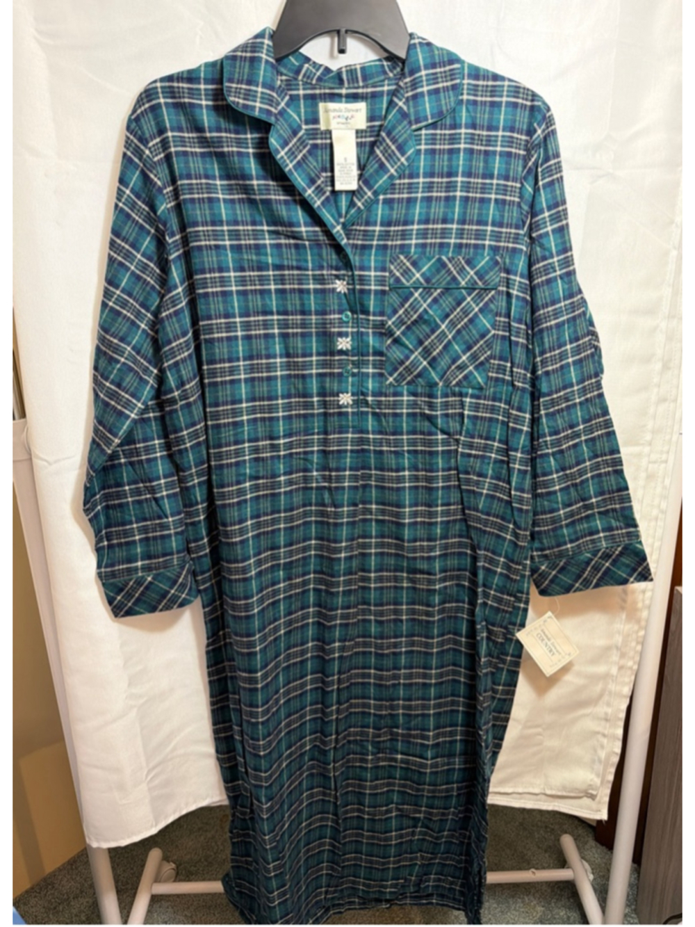 Vintage Amanda Stewart Flannel Nightgown S Sears Cottagecore Country Grannycore - Picture 2 of 9